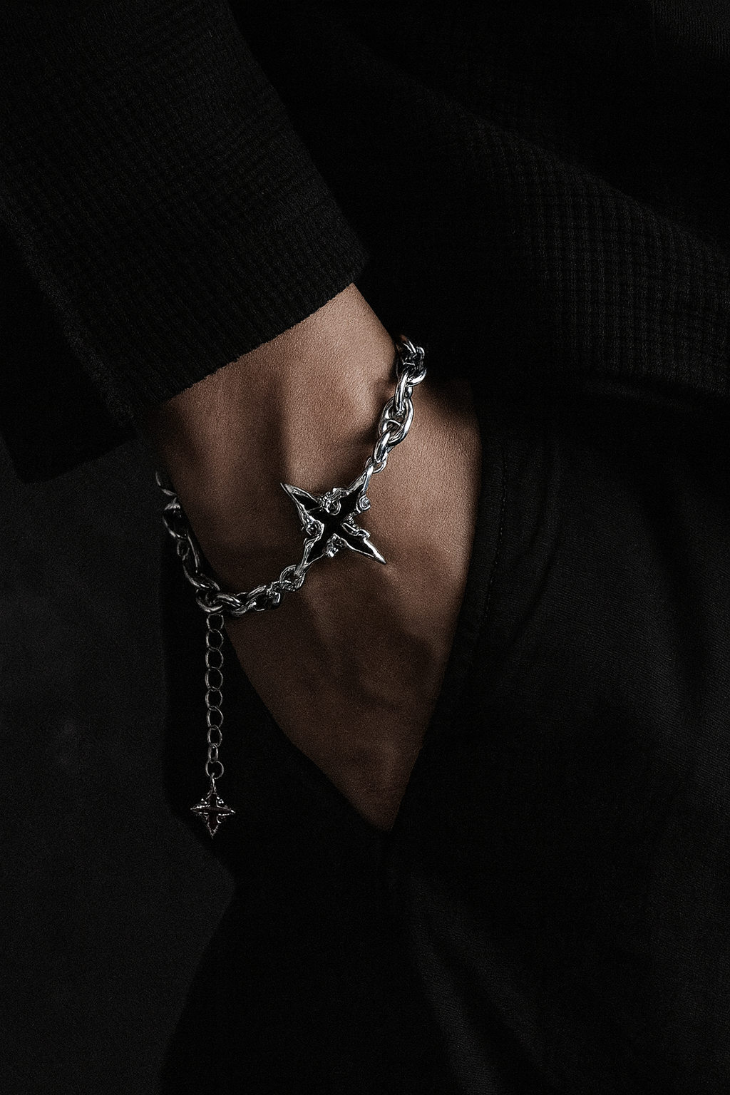 Obsidian Cross Bracelet