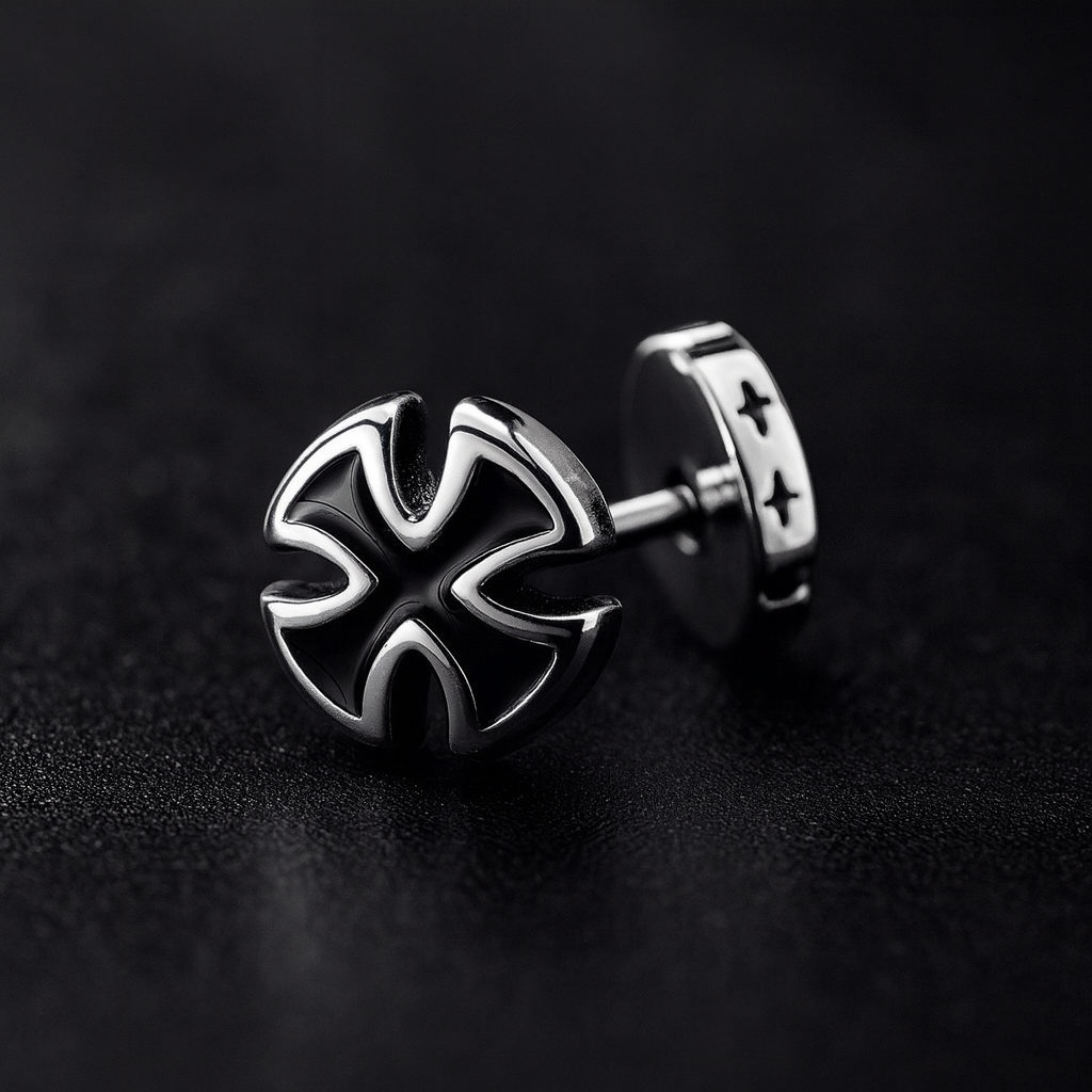 Iron Cross Noir Earring