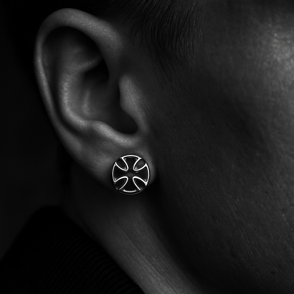 Iron Cross Noir Earring