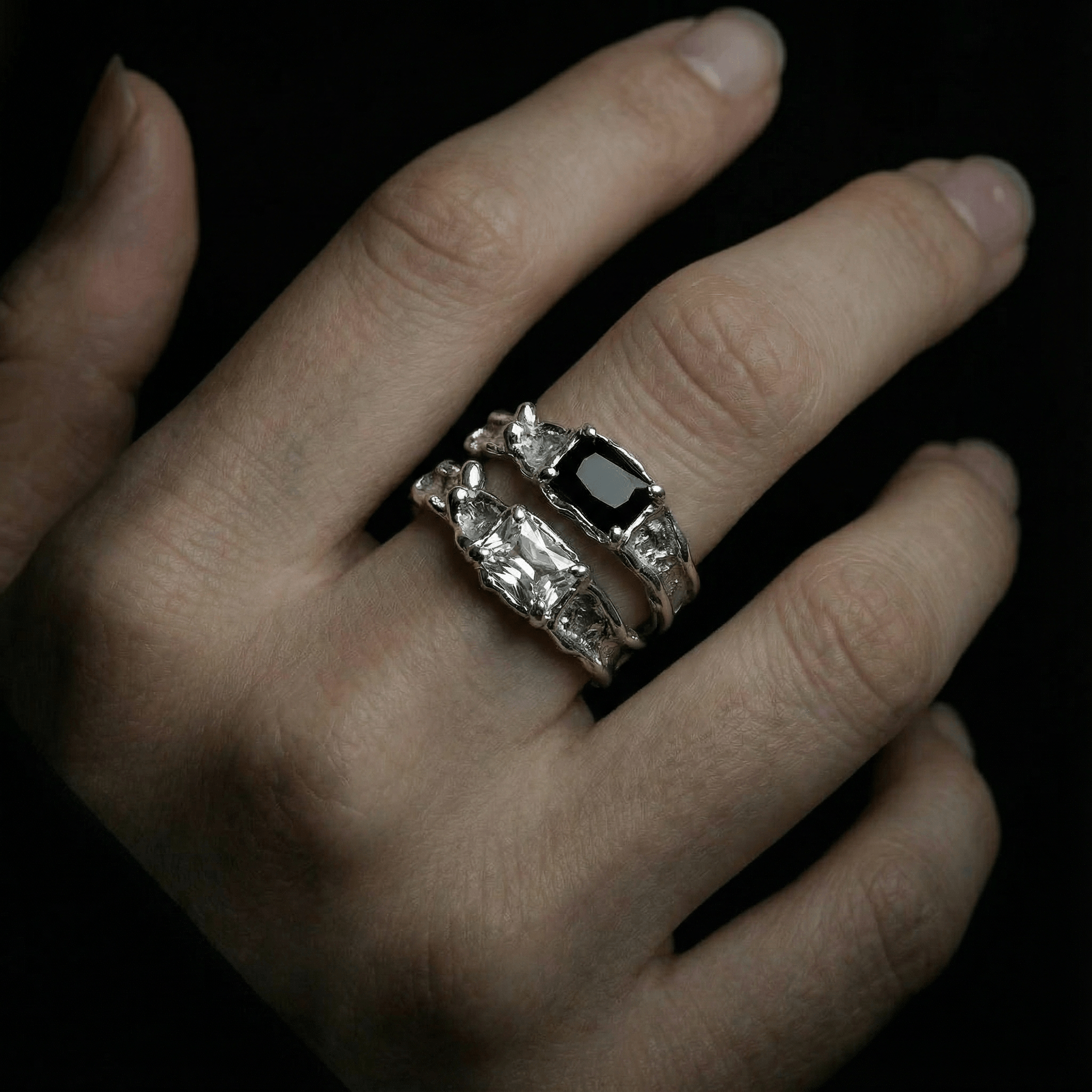 Obsidian Teardrop Ring