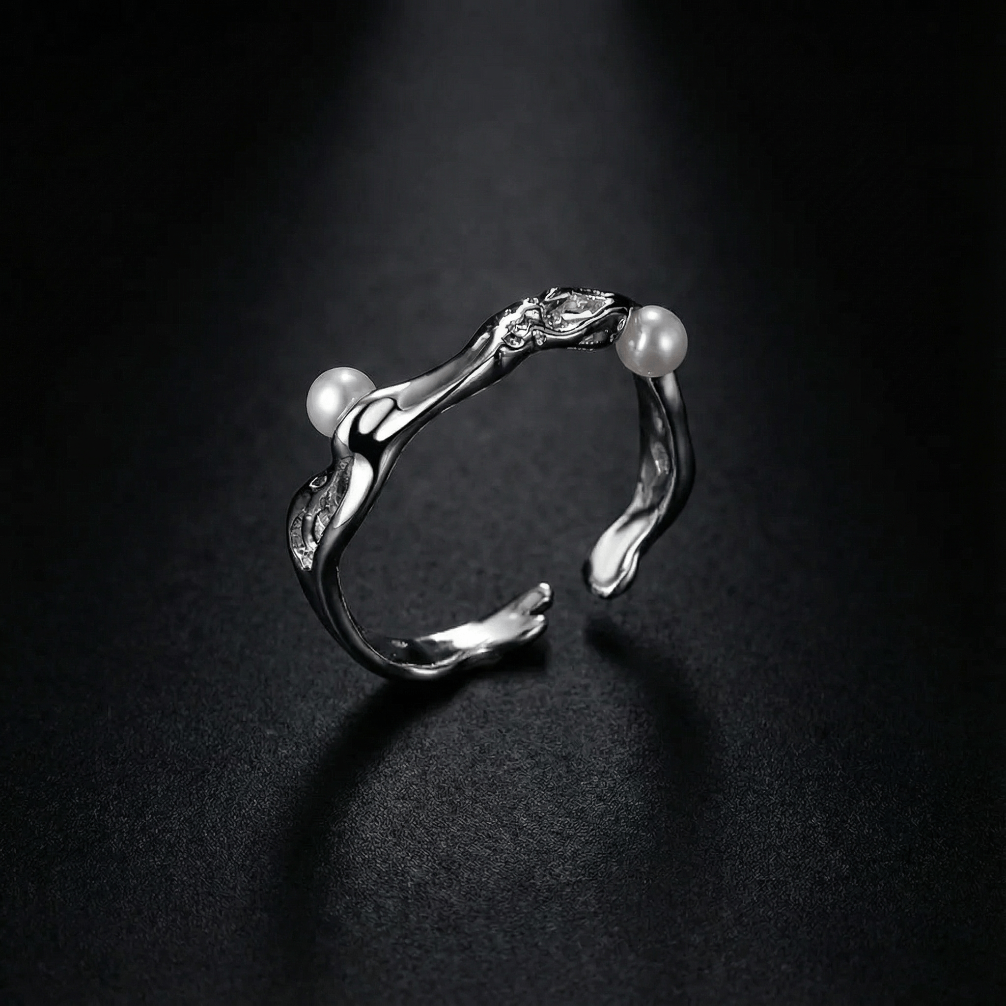 Pearl Chrome Open Ring