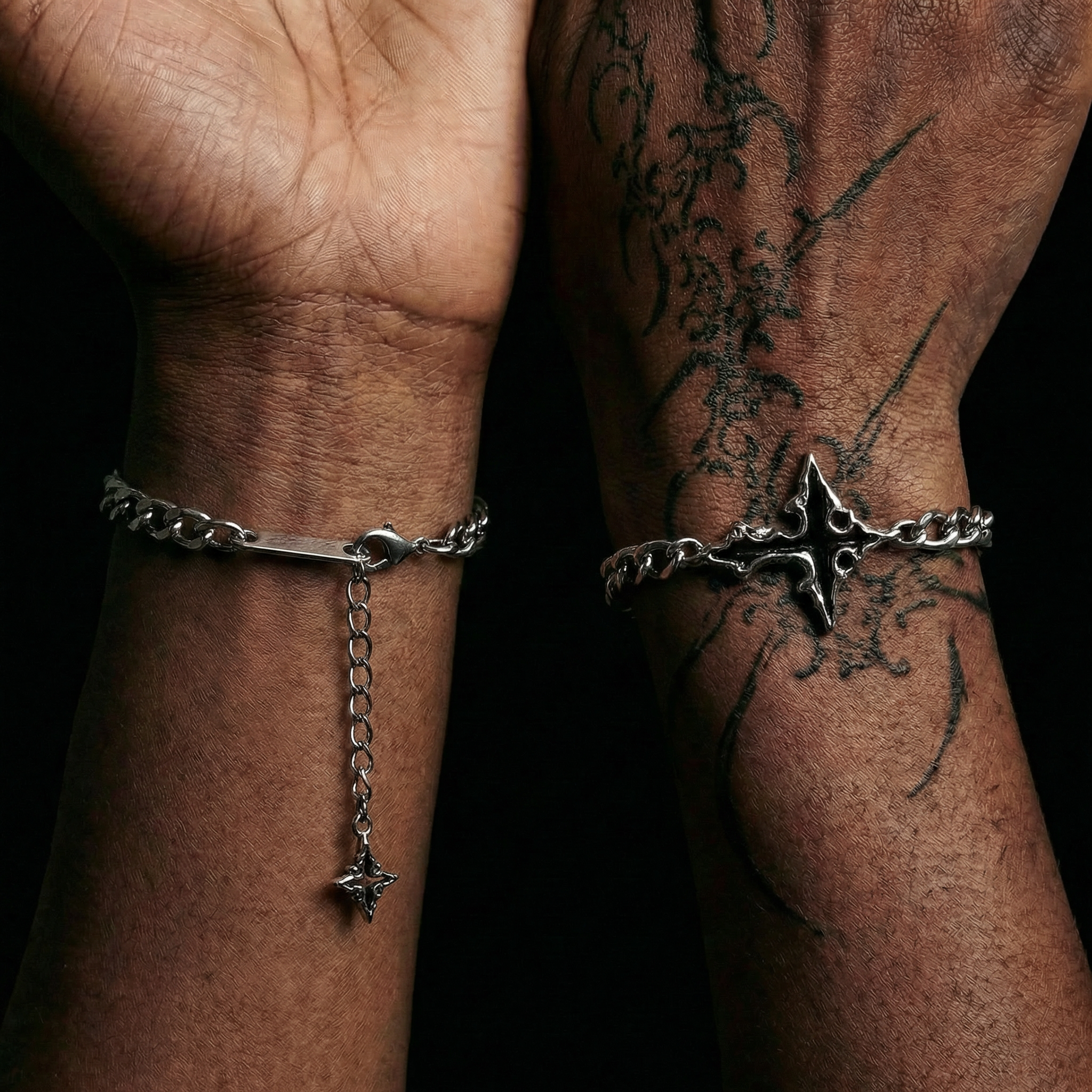 Obsidian Cross Bracelet