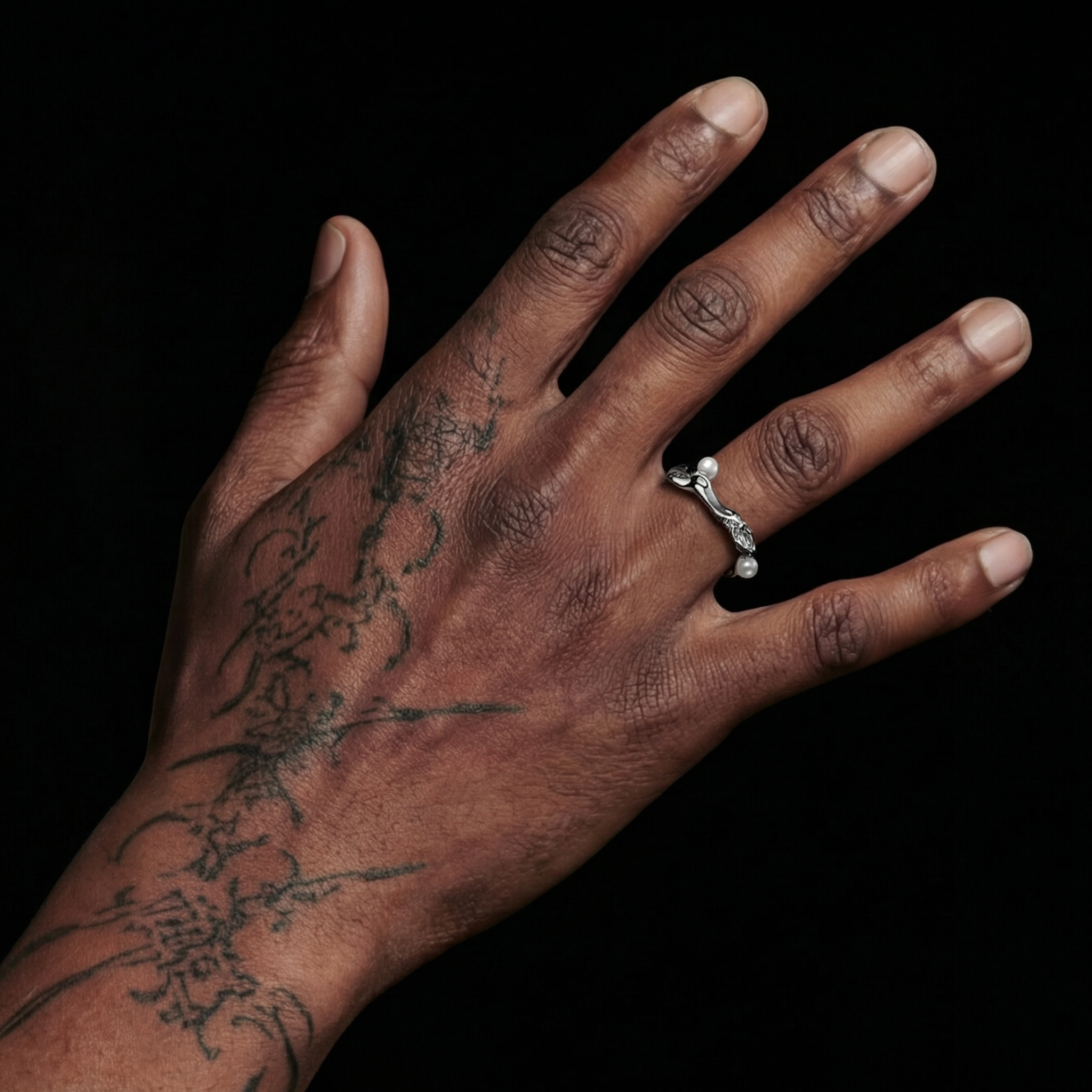 Pearl Chrome Open Ring