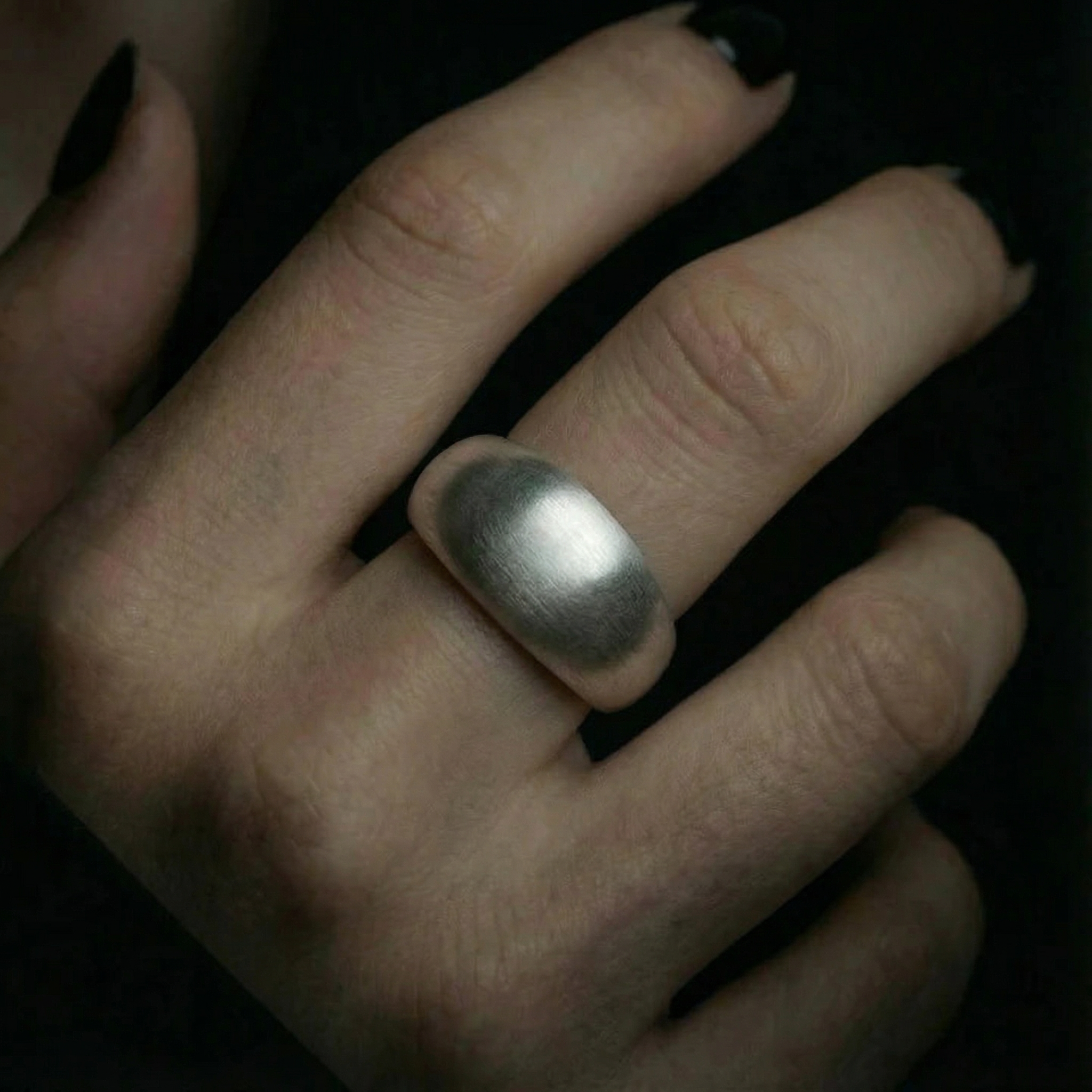 Matte Oval Statement Ring